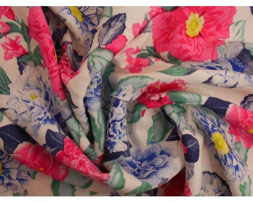 Panama Viscose Fabric - Summer Flowers